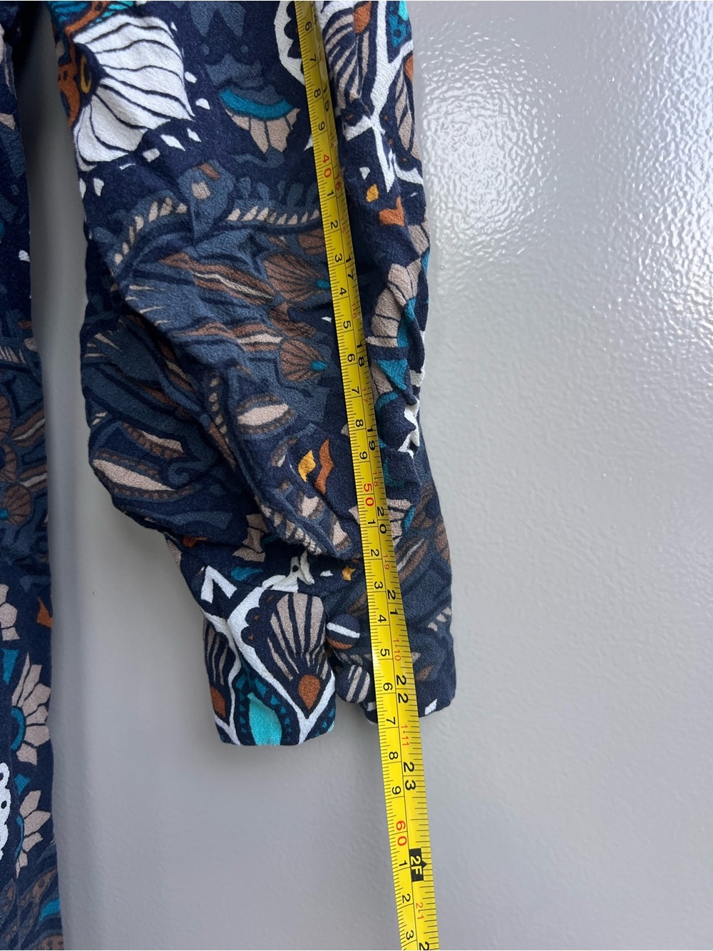 H&M Boho Print Maxi Dress 8 Blue Long Sleeve Festival Cottagecore Peasant Beach - Picture 14 of 14